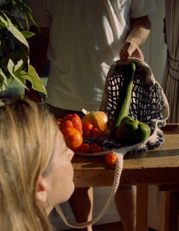Fresh ingredients being checked as part of a food delivery handoff
